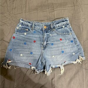 No Boundaries Blue Jean Shorts with Star Embellishments